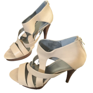 Star Ling Strappy Beige Cream Leather Heels Size 12